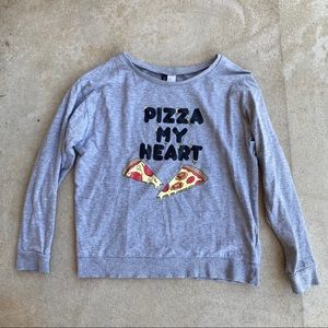 SMALL pizza my heart thin sweatshirt divided H&M